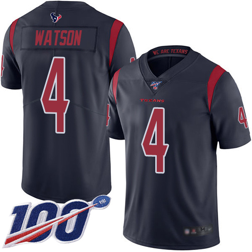 Houston Texans Limited Navy Blue Men Deshaun Watson Jersey NFL Football 4 100th Season Rush Vapor Untouchable